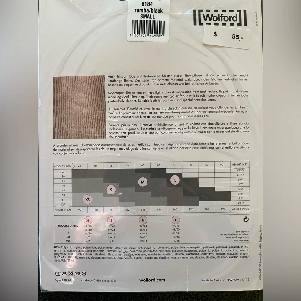 Wolford Kristin Tights Rumba/Black Size S